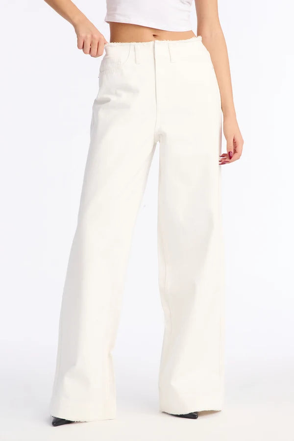 Women's High-Waisted Baggy Jeans | Relaxed Fit Cut-Off Waistband