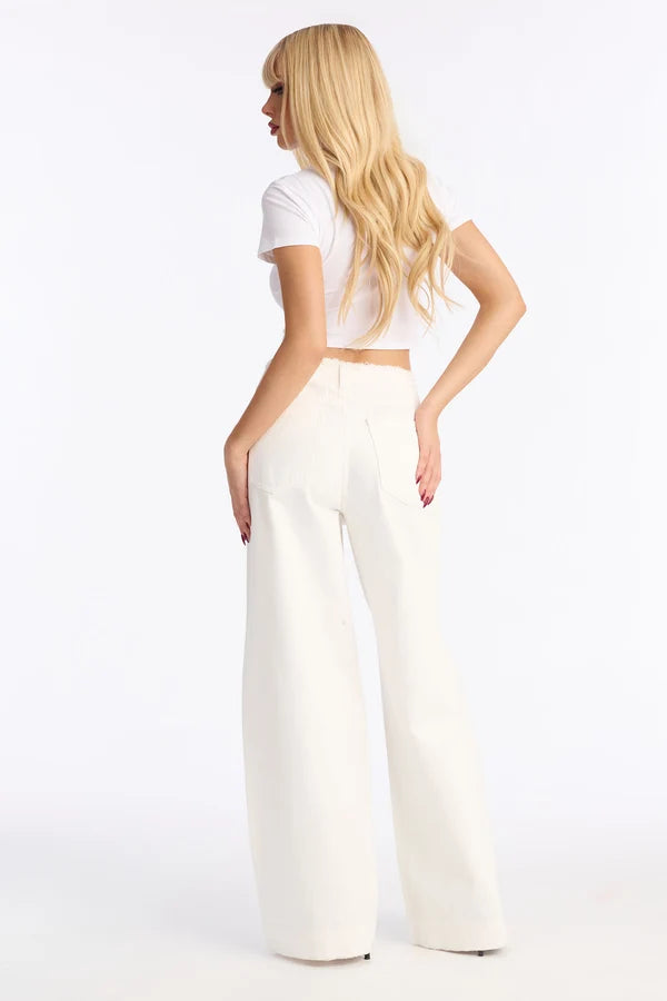 Women's High-Waisted Baggy Jeans | Relaxed Fit Cut-Off Waistband