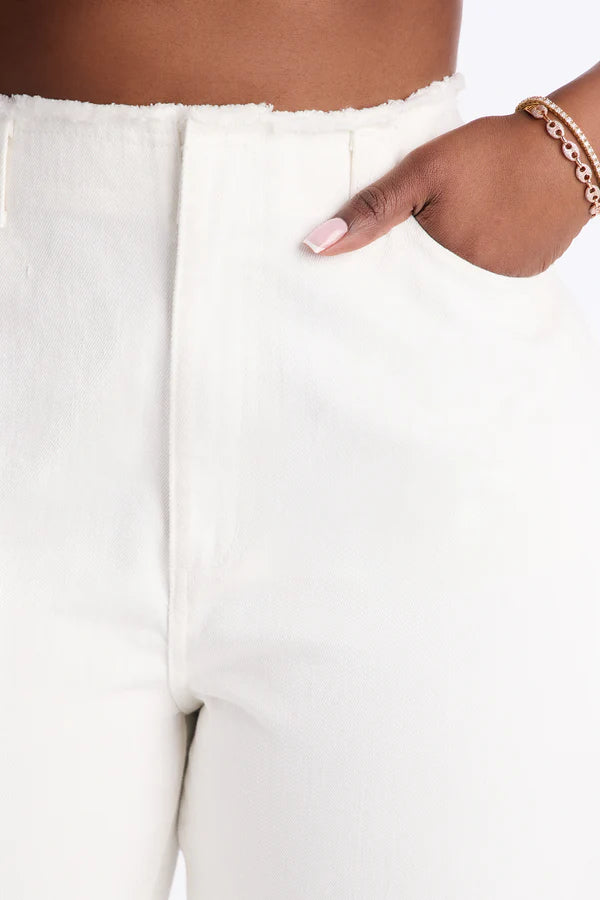 Women's High-Waisted Baggy Jeans | Relaxed Fit Cut-Off Waistband