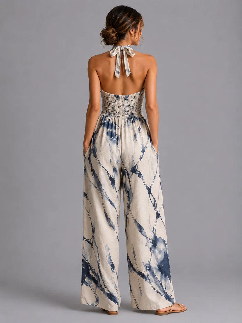 Women's Printed Wide-Leg Jumpsuit | Casual Relaxed Fit Summer One-Piece Outfit