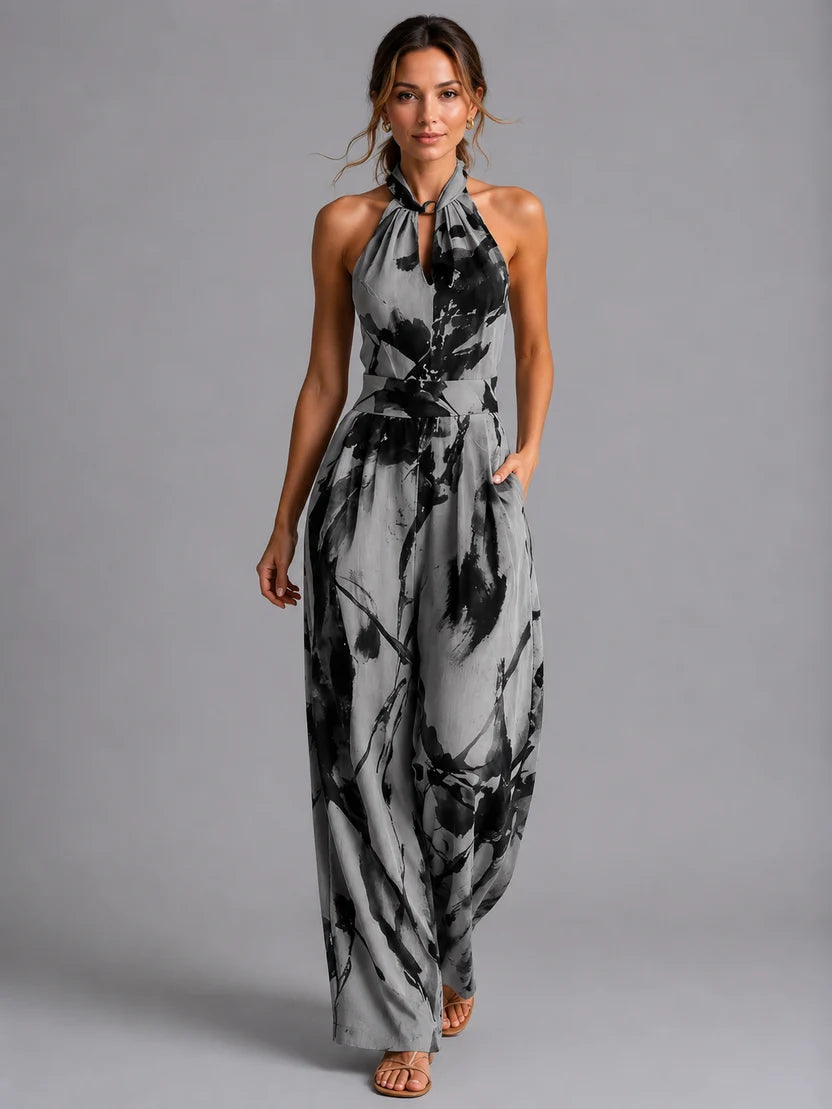 Women's Printed Wide-Leg Jumpsuit | Casual Relaxed Fit Summer One-Piece Outfit