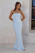 Women's Strapless Satin Maxi Dress | Elegant, Flowy & Sophisticated Evening Dres