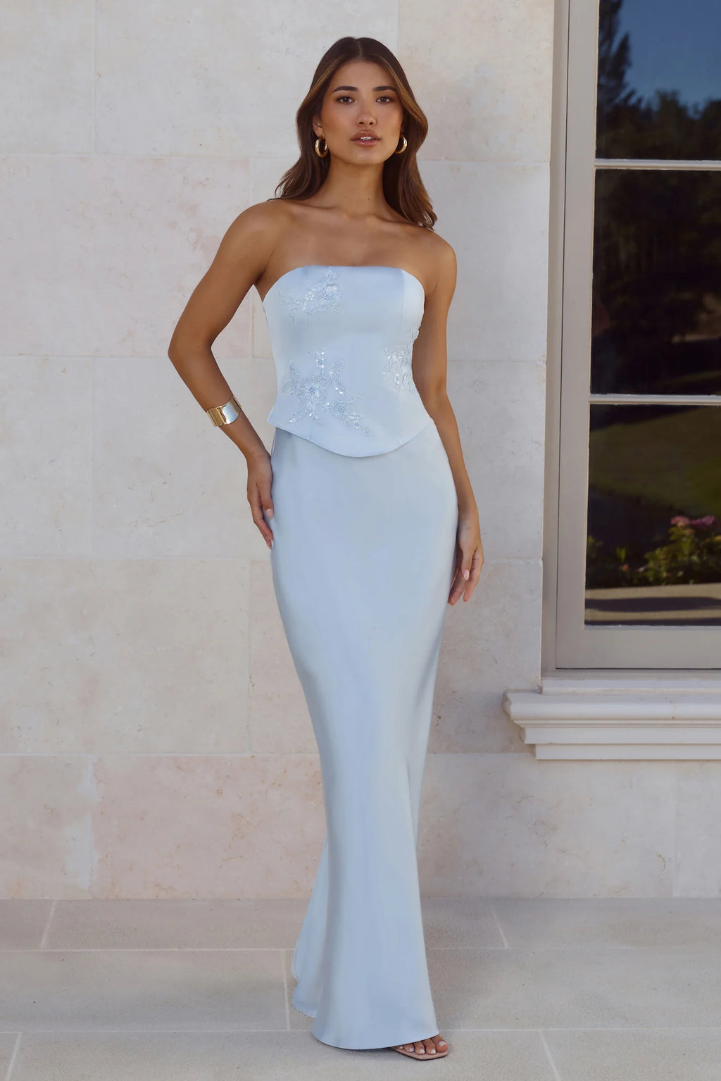 Women's Strapless Satin Maxi Dress | Elegant, Flowy & Sophisticated Evening Dres