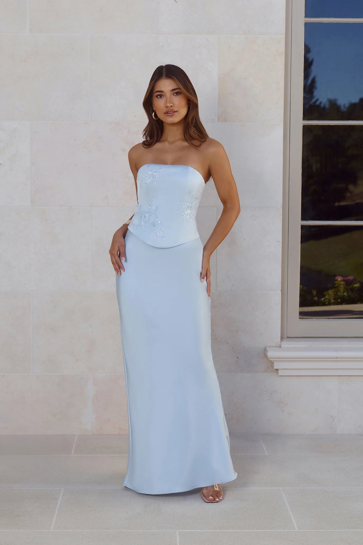 Women's Strapless Satin Maxi Dress | Elegant, Flowy & Sophisticated Evening Dres