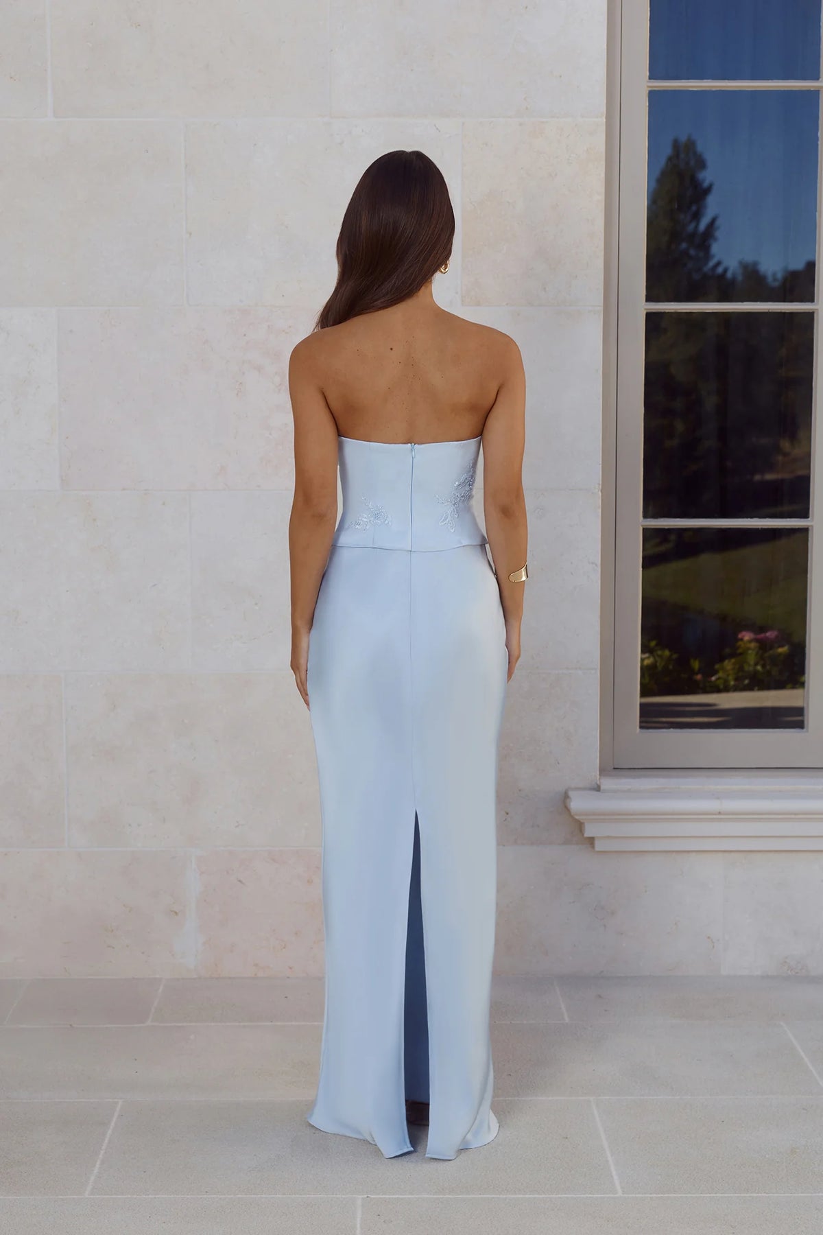 Women's Strapless Satin Maxi Dress | Elegant, Flowy & Sophisticated Evening Dres
