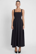 Women's Square Neck Corset Midi Dress | Elegant Bodycon Party Dress