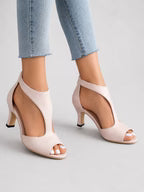 Women's Comfort Open-Toe Suede Heels | Elegant Cushioned Dress Sandals