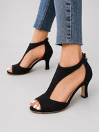 Women's Comfort Open-Toe Suede Heels | Elegant Cushioned Dress Sandals