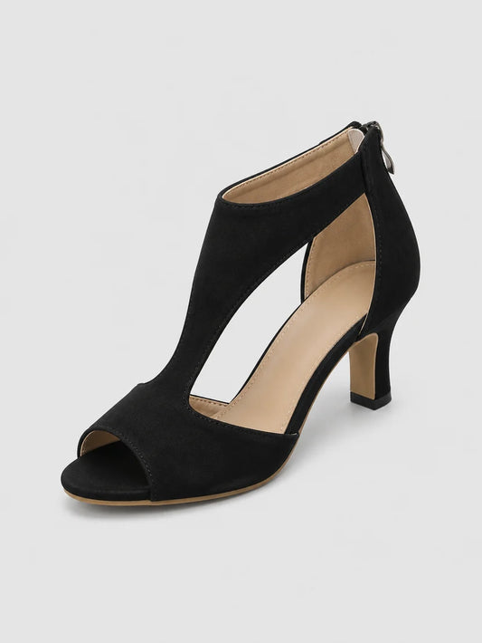 Women's Comfort Open-Toe Suede Heels | Elegant Cushioned Dress Sandals