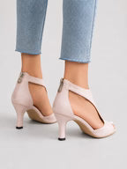 Women's Comfort Open-Toe Suede Heels | Elegant Cushioned Dress Sandals