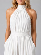 Women's Halter Neck Wide-Leg Jumpsuit | Elegant Flowy One-Piece Outfit