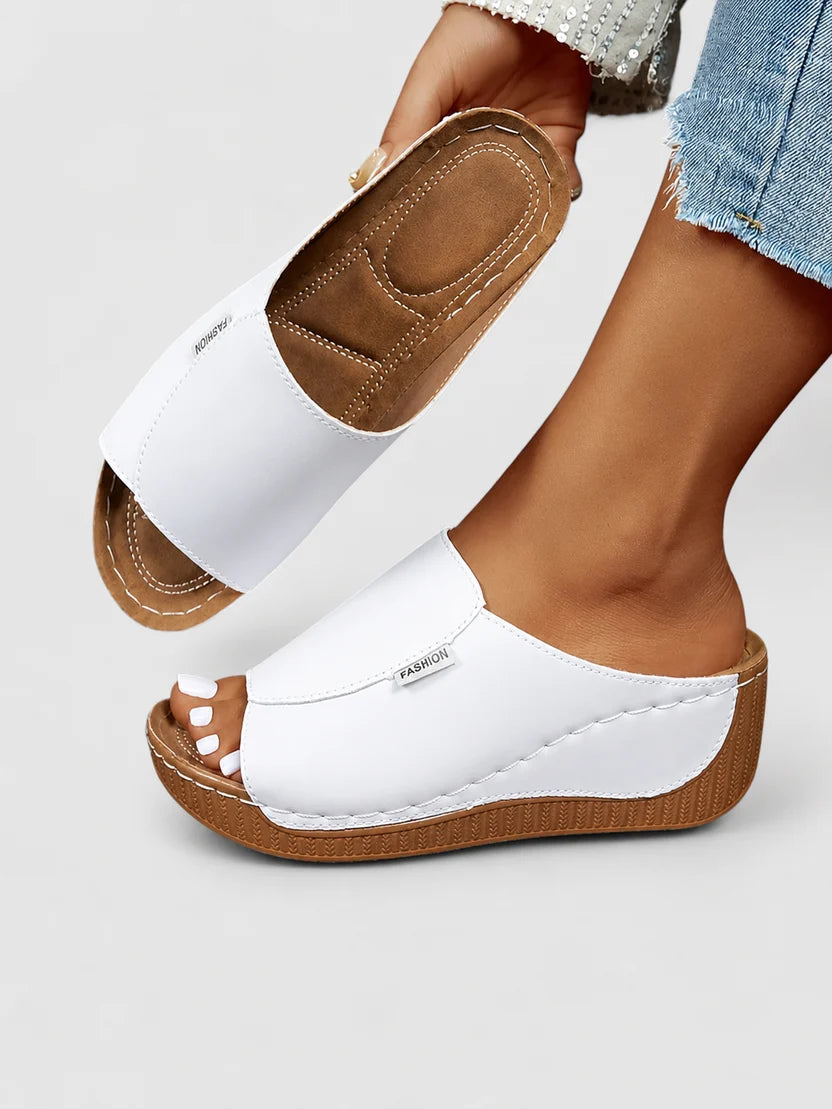 Women's Leather Look Comfort Slide Sandals | Soft, Stylish & Everyday Summer Wear