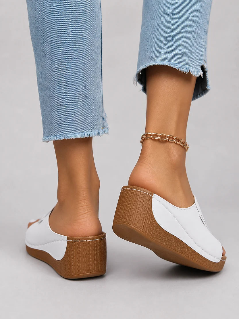 Women's Leather Look Comfort Slide Sandals | Soft, Stylish & Everyday Summer Wear