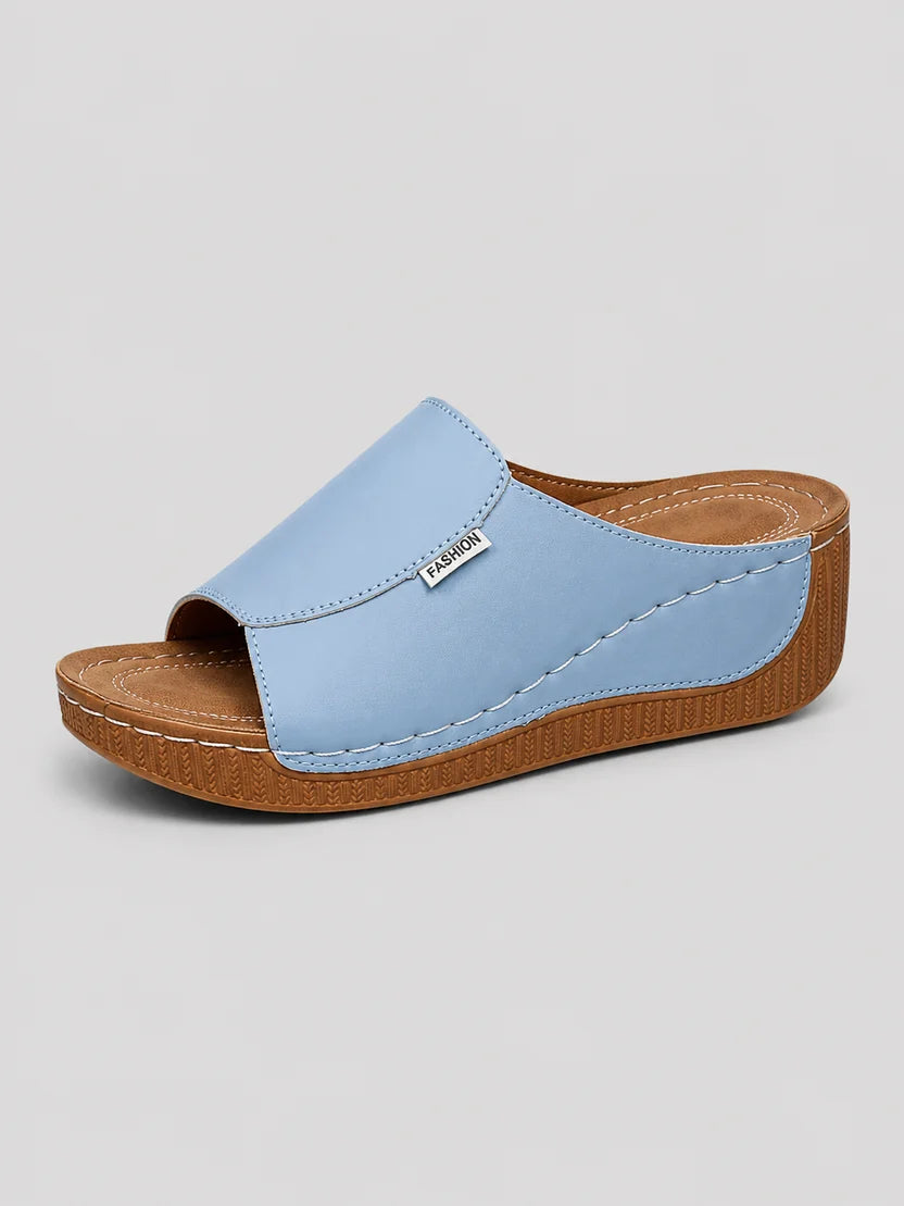 Women's Leather Look Comfort Slide Sandals | Soft, Stylish & Everyday Summer Wear