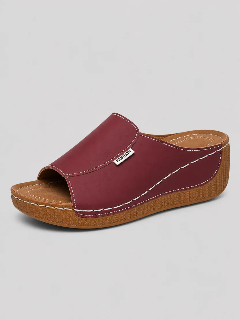 Women's Leather Look Comfort Slide Sandals | Soft, Stylish & Everyday Summer Wear