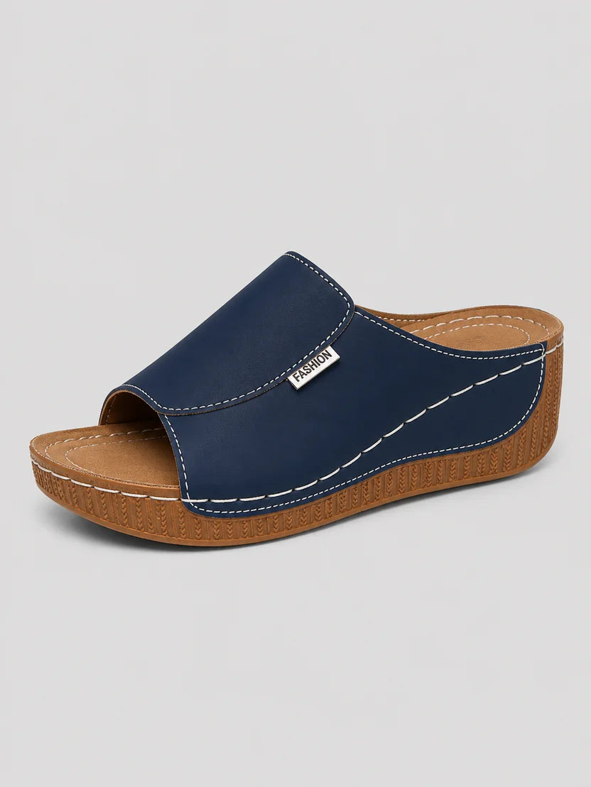 Women's Leather Look Comfort Slide Sandals | Soft, Stylish & Everyday Summer Wear