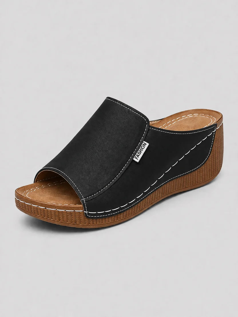 Women's Leather Look Comfort Slide Sandals | Soft, Stylish & Everyday Summer Wear