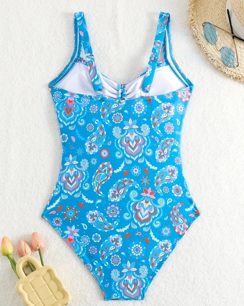 Women's Floral Print Plunge One-Piece Swimsuit | Flattering & Stylish Swimwear