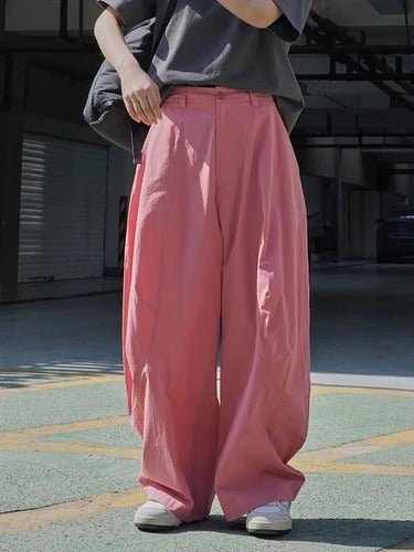 Women's Wide-Leg Split-Joint Casual Pants | Loose Fit Solid Color Trousers