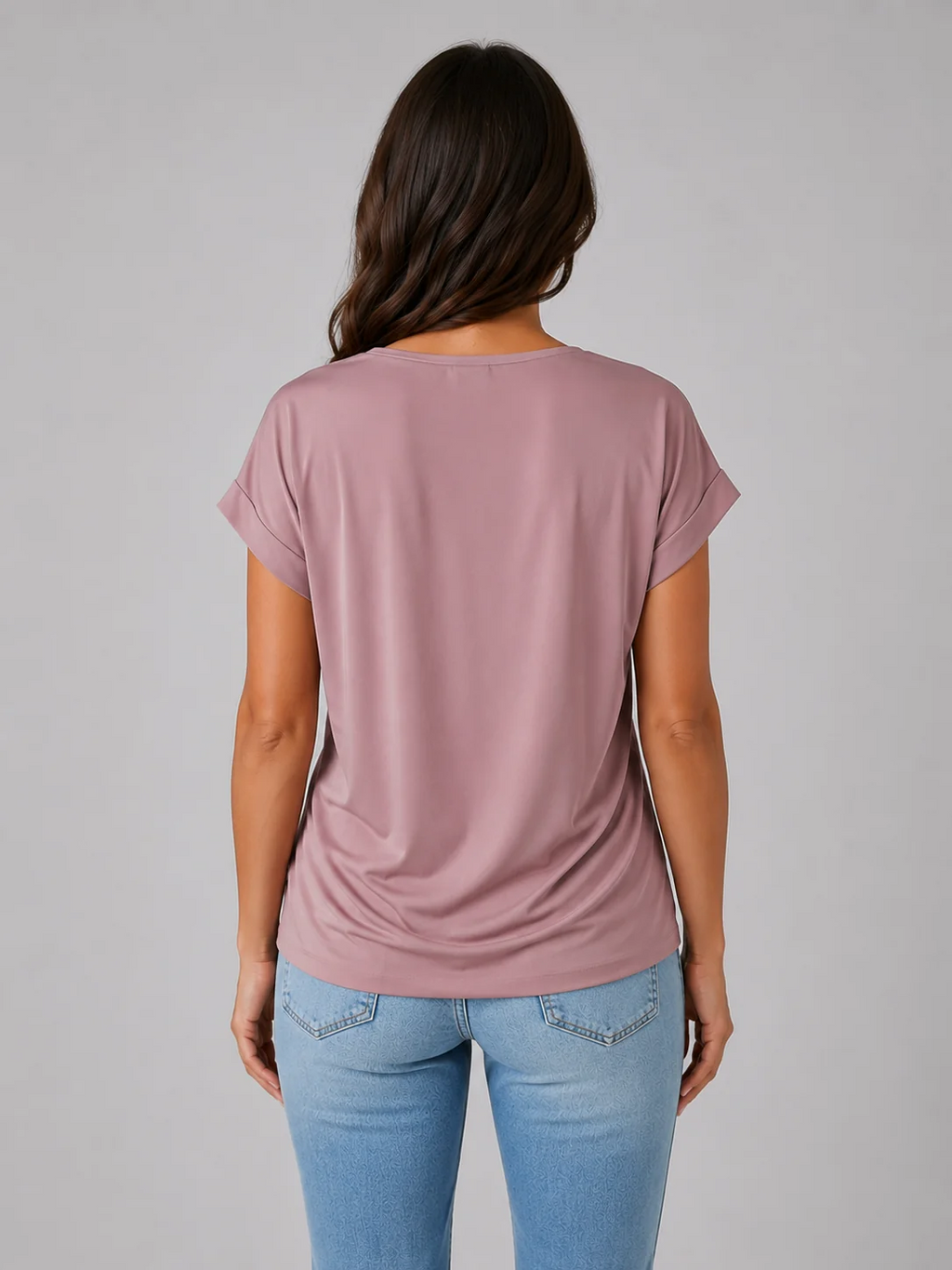 Women's V-Neck Draped T-Shirt | Relaxed Fit Short Sleeve Everyday Top