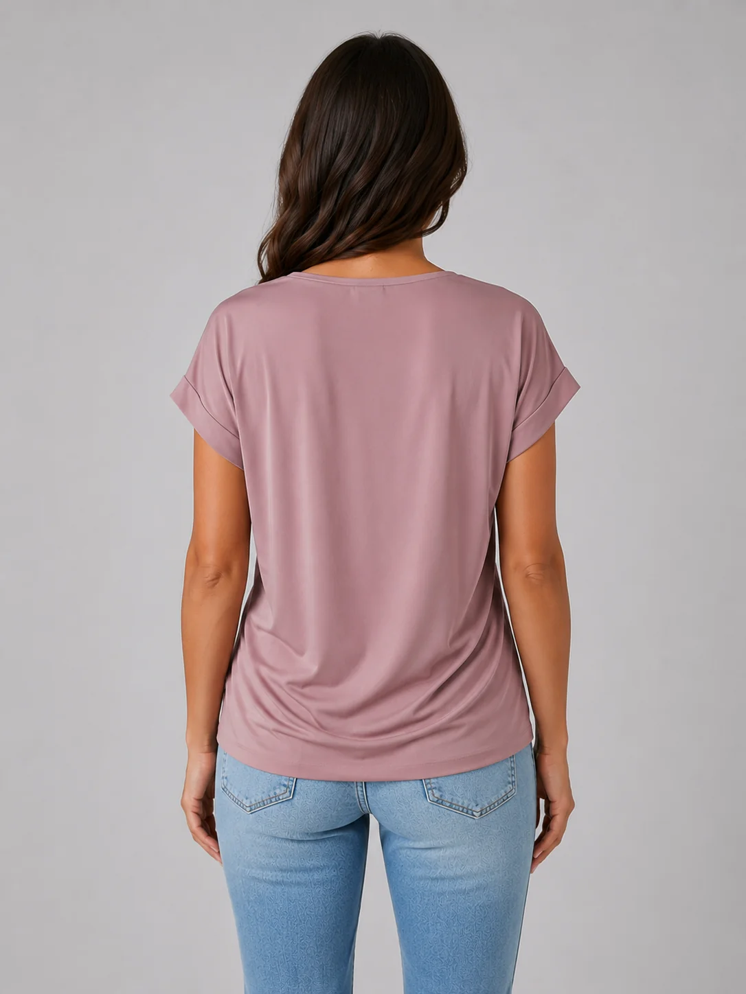 Women's V-Neck Draped T-Shirt | Relaxed Fit Short Sleeve Everyday Top