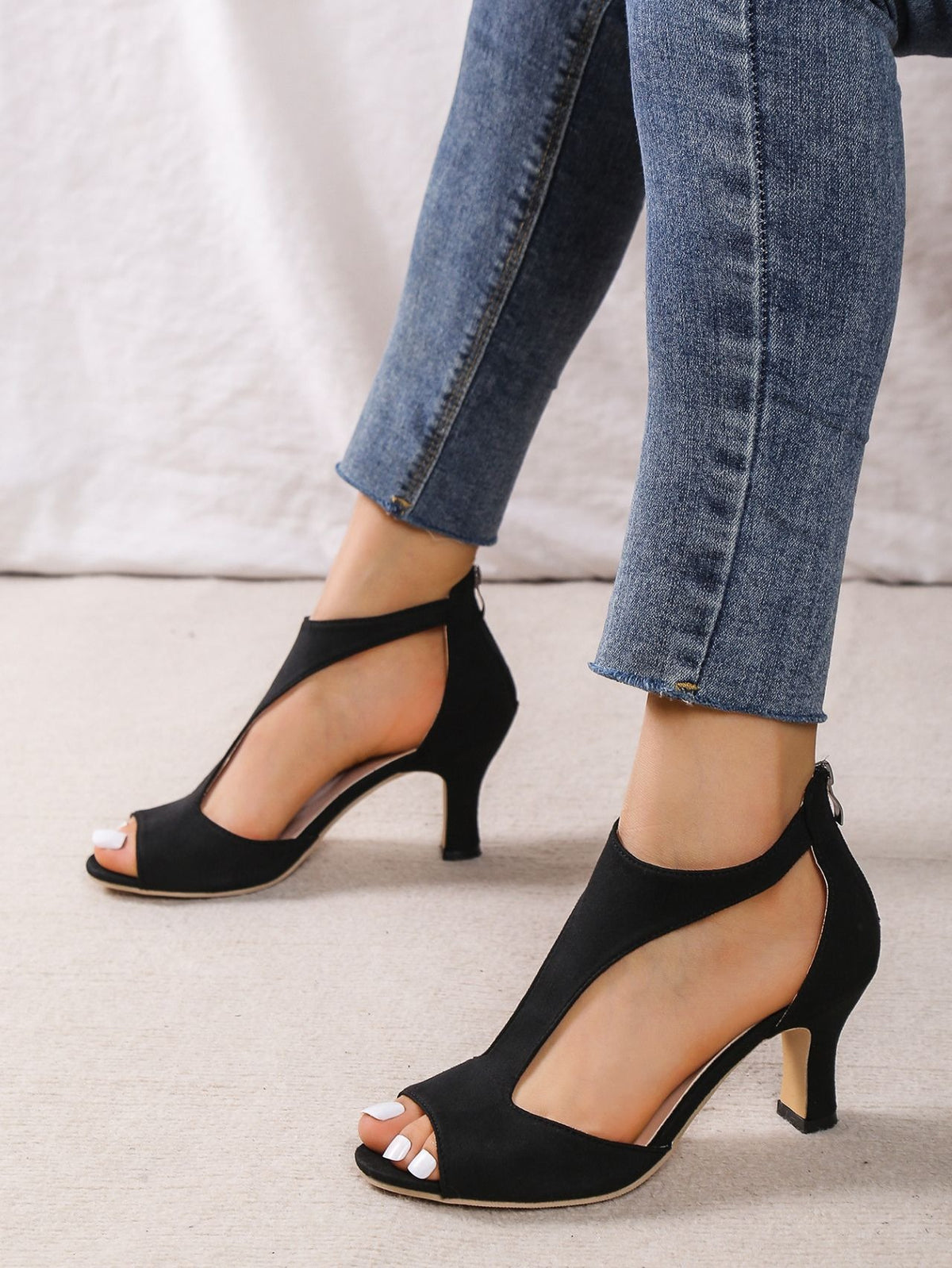 Women's Comfort Open-Toe Suede Heels | Elegant Cushioned Dress Sandals