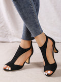 Women's Comfort Open-Toe Suede Heels | Elegant Cushioned Dress Sandals