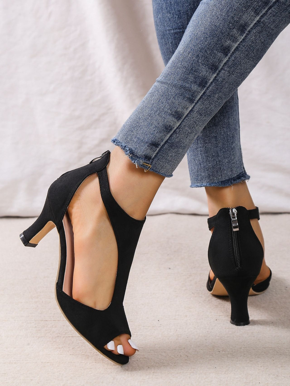 Women's Comfort Open-Toe Suede Heels | Elegant Cushioned Dress Sandals