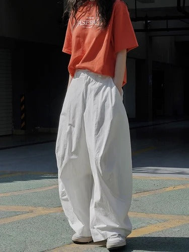 Women's Wide-Leg Split-Joint Casual Pants | Loose Fit Solid Color Trousers