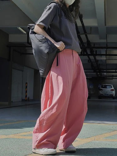 Women's Wide-Leg Split-Joint Casual Pants | Loose Fit Solid Color Trousers