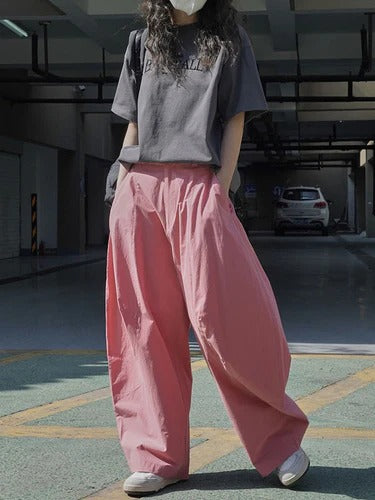 Women's Wide-Leg Split-Joint Casual Pants | Loose Fit Solid Color Trousers