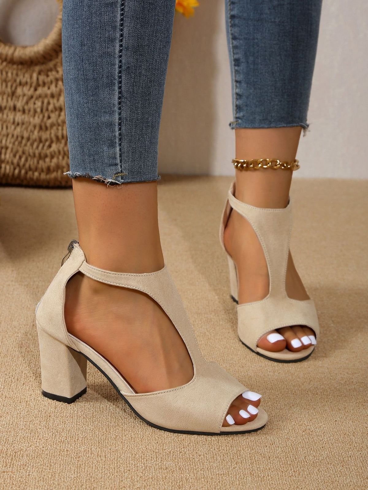 Women's Comfort Open-Toe Suede Heels | Elegant Cushioned Dress Sandals