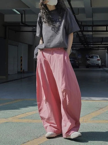Women's Wide-Leg Split-Joint Casual Pants | Loose Fit Solid Color Trousers