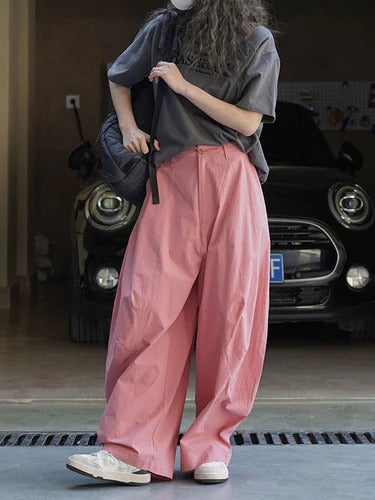 Women's Wide-Leg Split-Joint Casual Pants | Loose Fit Solid Color Trousers