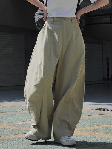 Women's Wide-Leg Split-Joint Casual Pants | Loose Fit Solid Color Trousers