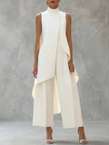 Women's Mock Neck Blouse & High-Waisted Pants Set | Elegant Two-Piece Co-Ord Outfit