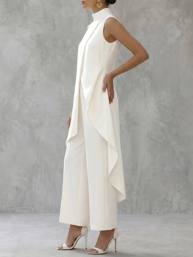 Women's Mock Neck Blouse & High-Waisted Pants Set | Elegant Two-Piece Co-Ord Outfit