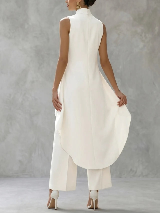 Women's Mock Neck Blouse & High-Waisted Pants Set | Elegant Two-Piece Co-Ord Outfit